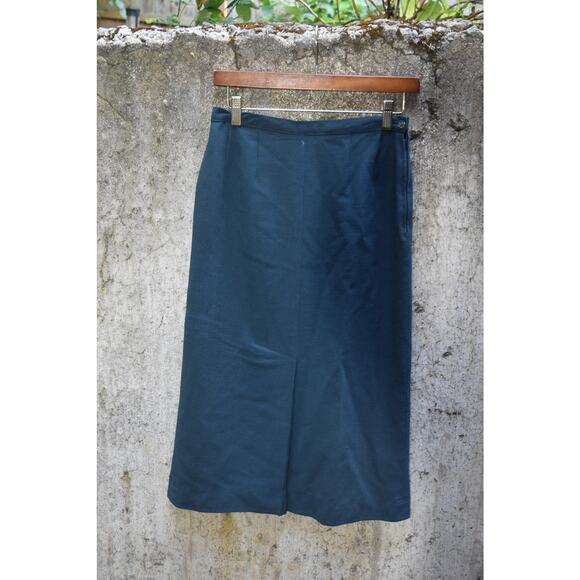 Jean Muir London Teal Wool Midi Skirt – Size 8 - Picture 1 of 4